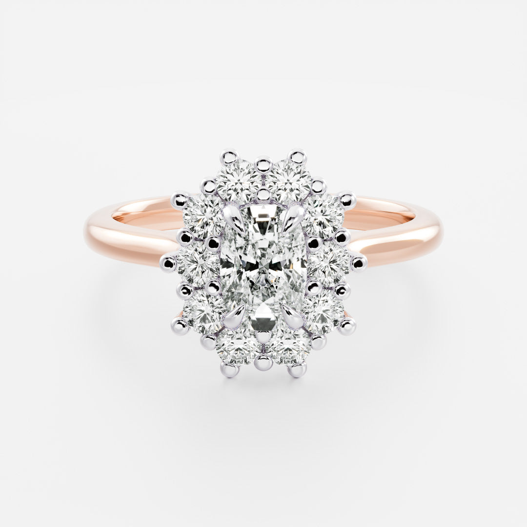 The Eloise Ring - Elongated Cushion Antique Halo - TMC Fine Jewellers