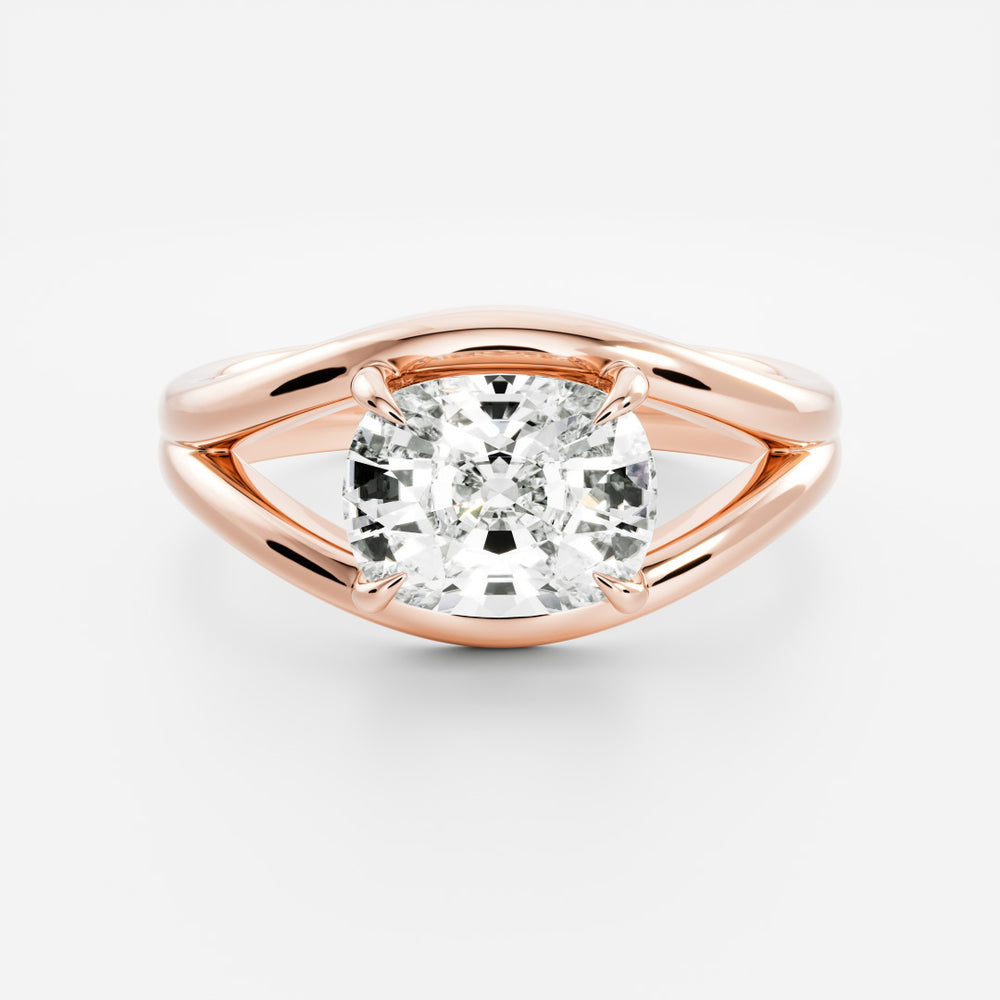 
                      
                        The Aleasa Ring - Split Shank East-West Elongated Cushion Solitaire
                      
                    