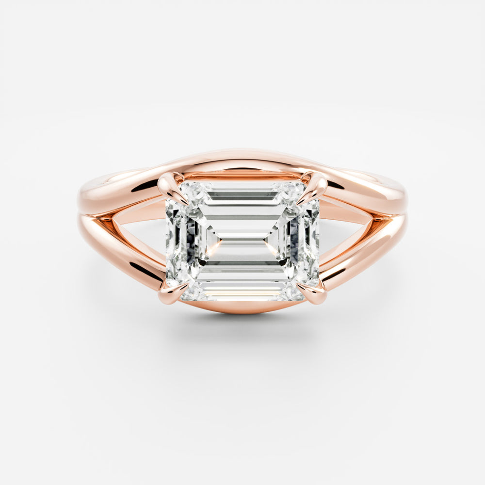 
                      
                        The Aleasa Ring - Split Shank East-West Emerald Solitaire
                      
                    