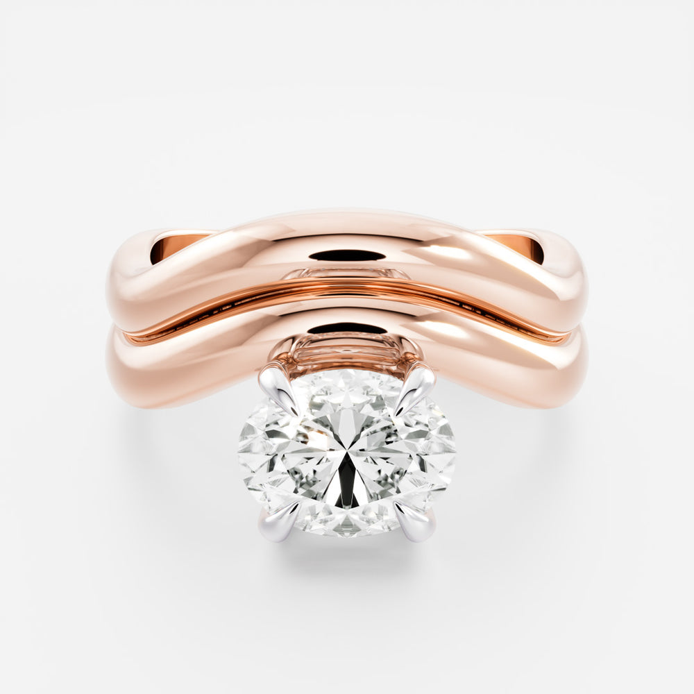 
                      
                        The Azariah Ring - Oval Solitaire with Double Curved Band
                      
                    