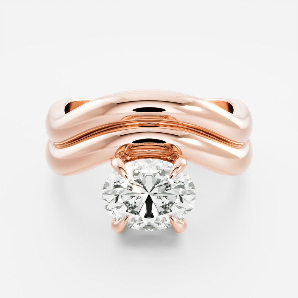 
                      
                        The Azariah Ring - Oval Solitaire with Double Curved Band
                      
                    