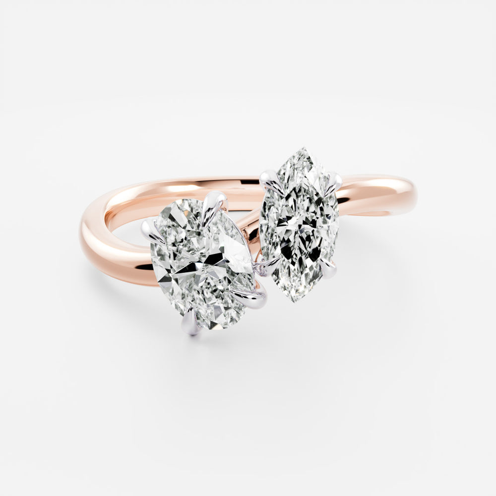 
                      
                        The Athaliah Ring - Oval and Marquise Curved Toi et Moi
                      
                    