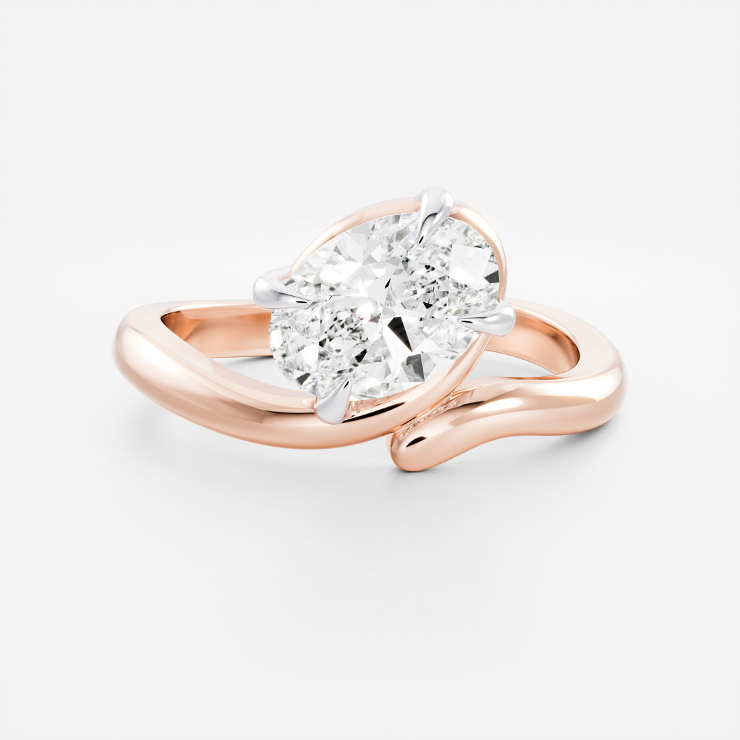 The Thérèse Ring - Floating Oval Solitaire with Twisted Band - TMC