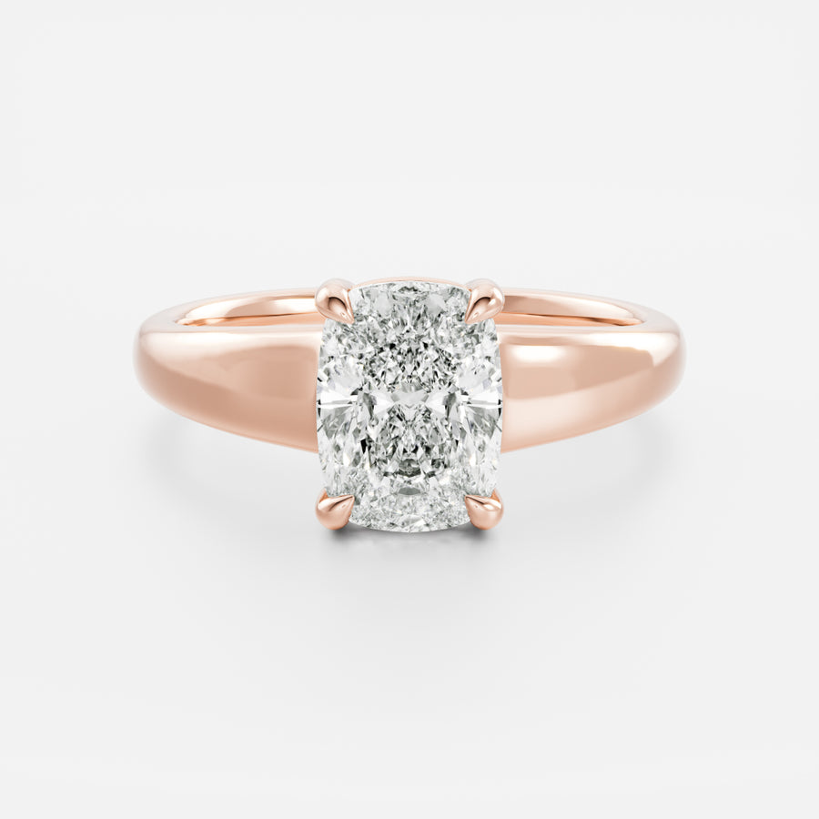 The Alba Ring - Elongated Cushion Reverse Taper Solitaire
