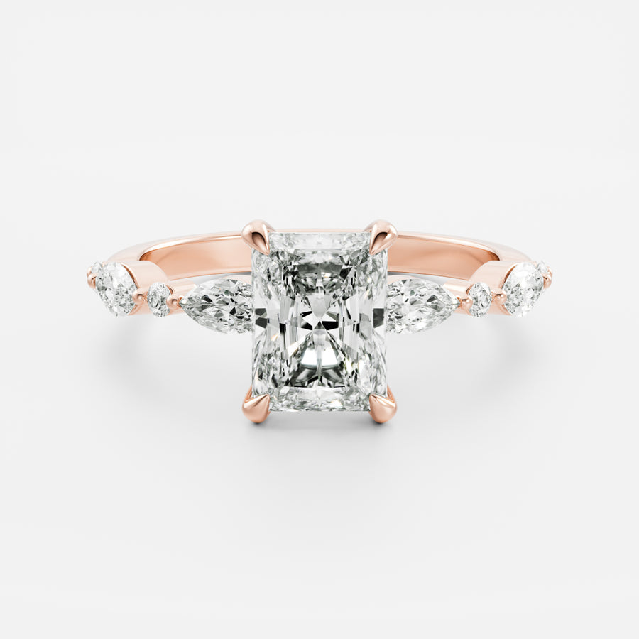 The Celeste Ring - Radiant With Marquise and Round Brilliant Band