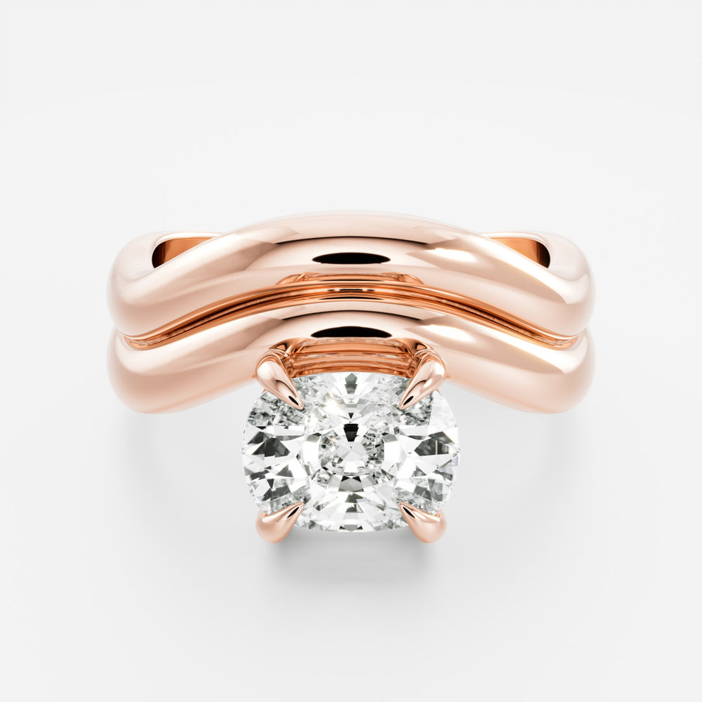
                      
                        The Azariah Ring - Elongated Cushion Solitaire with Double Curved Band
                      
                    