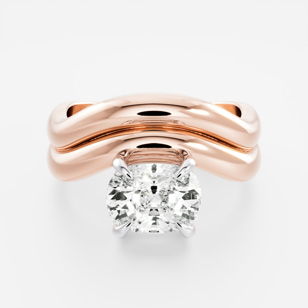 
                      
                        The Azariah Ring - Elongated Cushion Solitaire with Double Curved Band
                      
                    