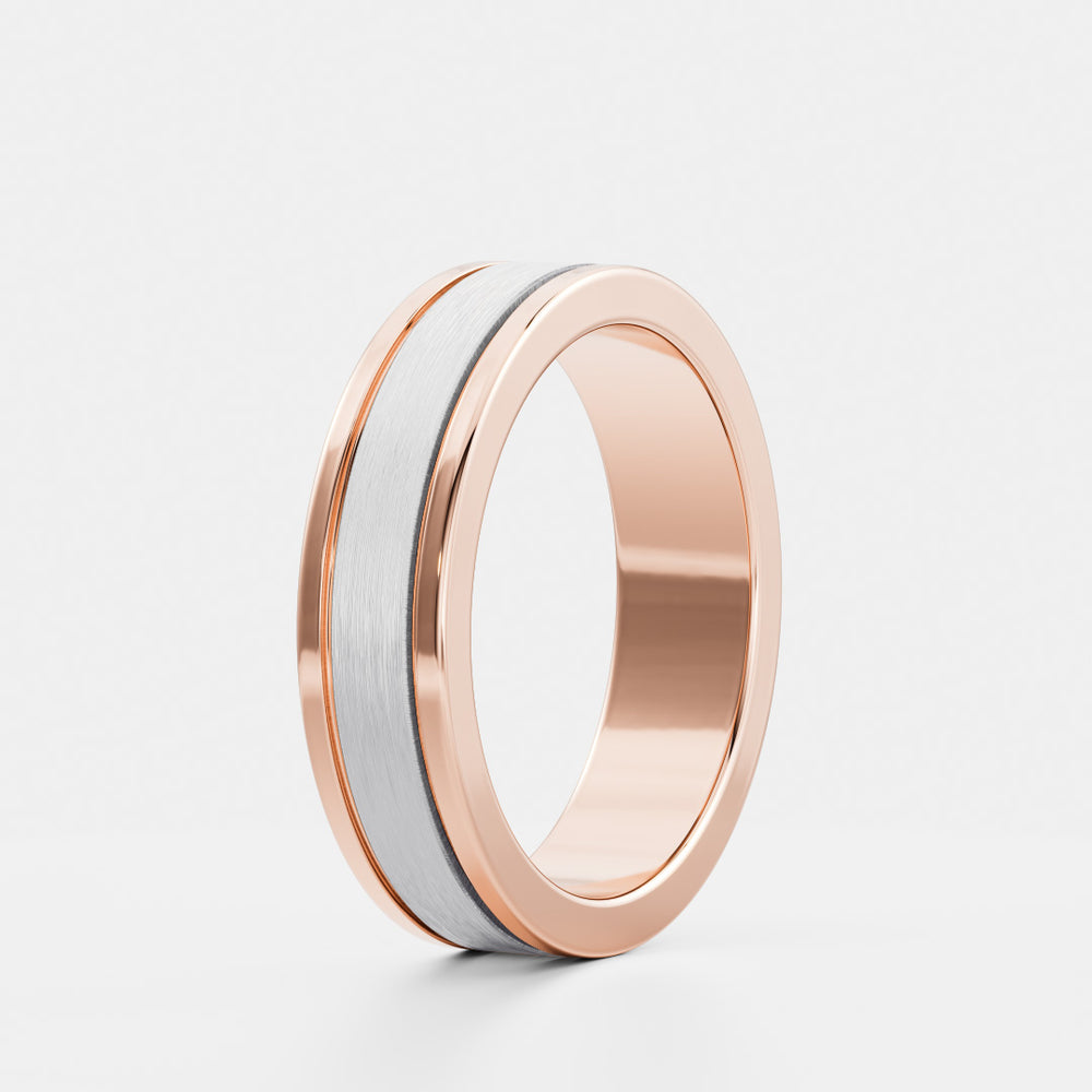 
                      
                        The Hugo Ring - Brushed Dual Grooved Men's Ceremonial Band
                      
                    