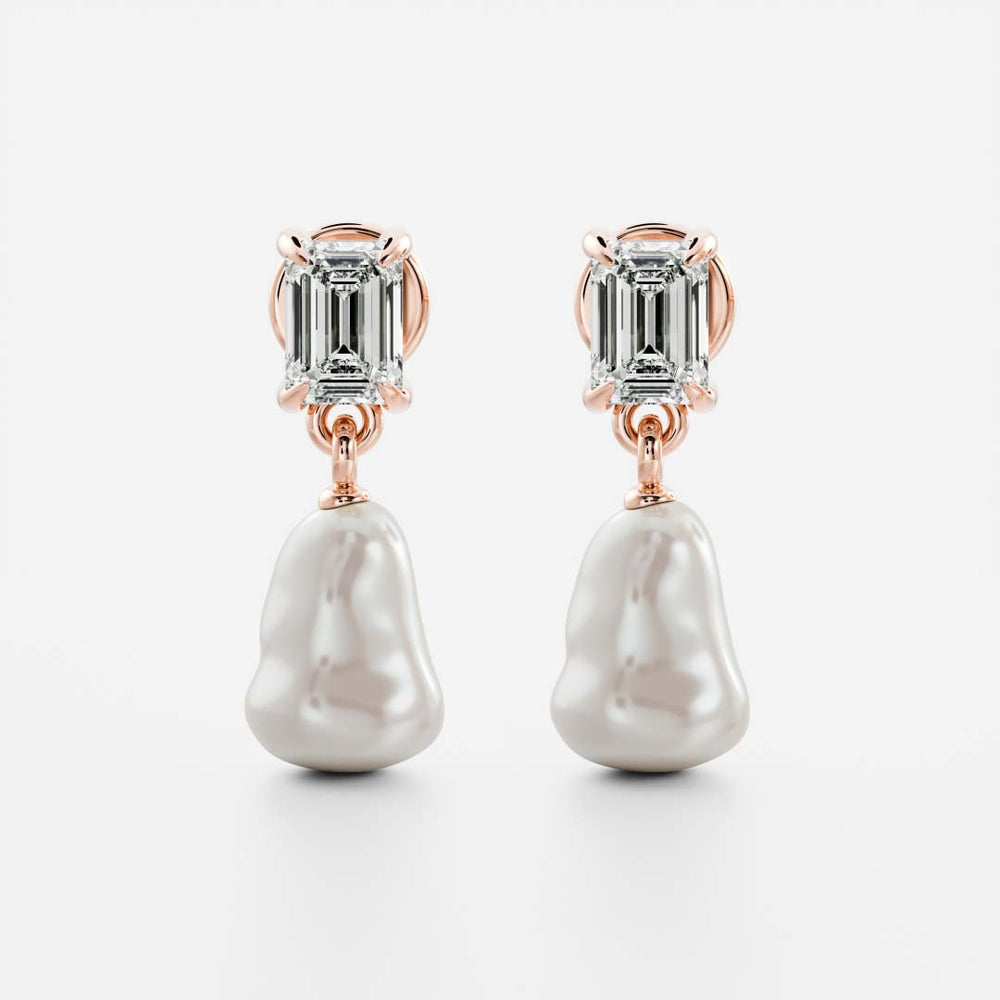 
                      
                        The Angelina Earrings - Keshi Pearl Emerald Drop Earrings
                      
                    