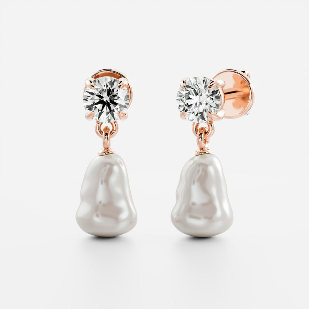 
                      
                        The Angelina Earrings - Keshi Pearl Round Drop Earrings
                      
                    