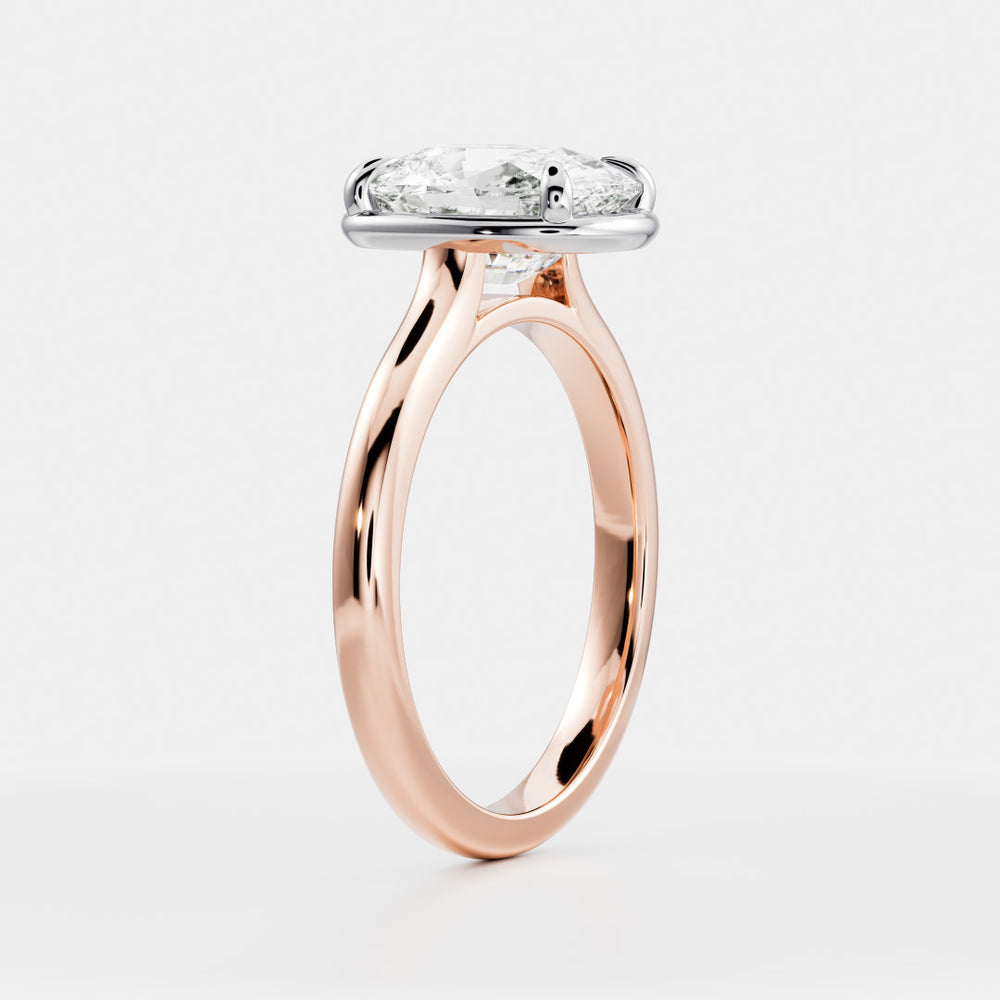 
                      
                        The Ophelia Ring - Elongated Cushion Cathedral Georgian Solitaire
                      
                    