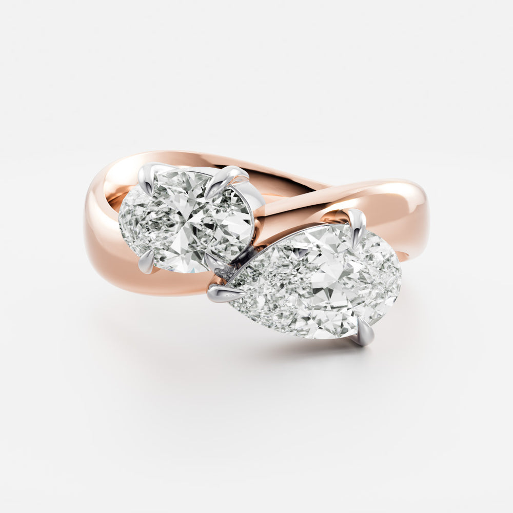 
                      
                        The Maëlys Ring - Oval and Pear Contoured Toi et Moi
                      
                    