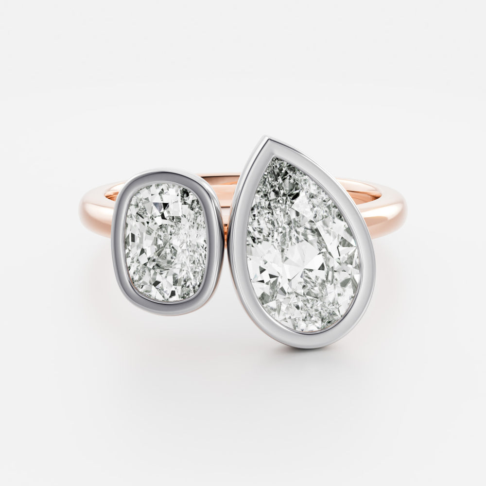 
                      
                        The Anaïs Ring - Elongated Cushion and Pear Bezel Toi et Moi
                      
                    