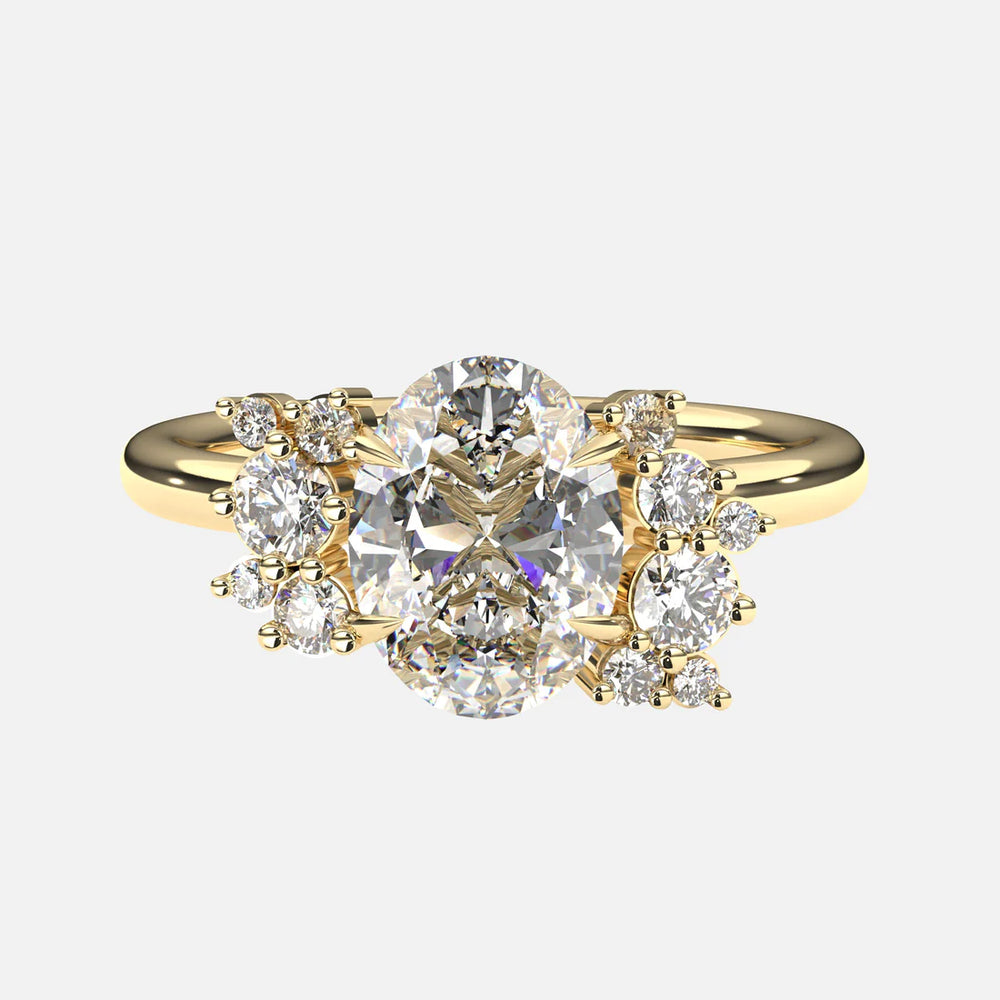 The Fleur Ring - Oval with Round Brilliant Accents 1.5ct Moissanite