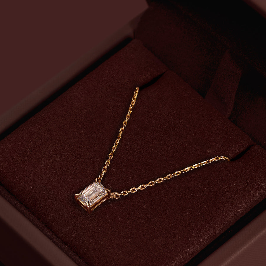 The Iris Necklace - 0.5ct Lab Diamond Emerald Pendant