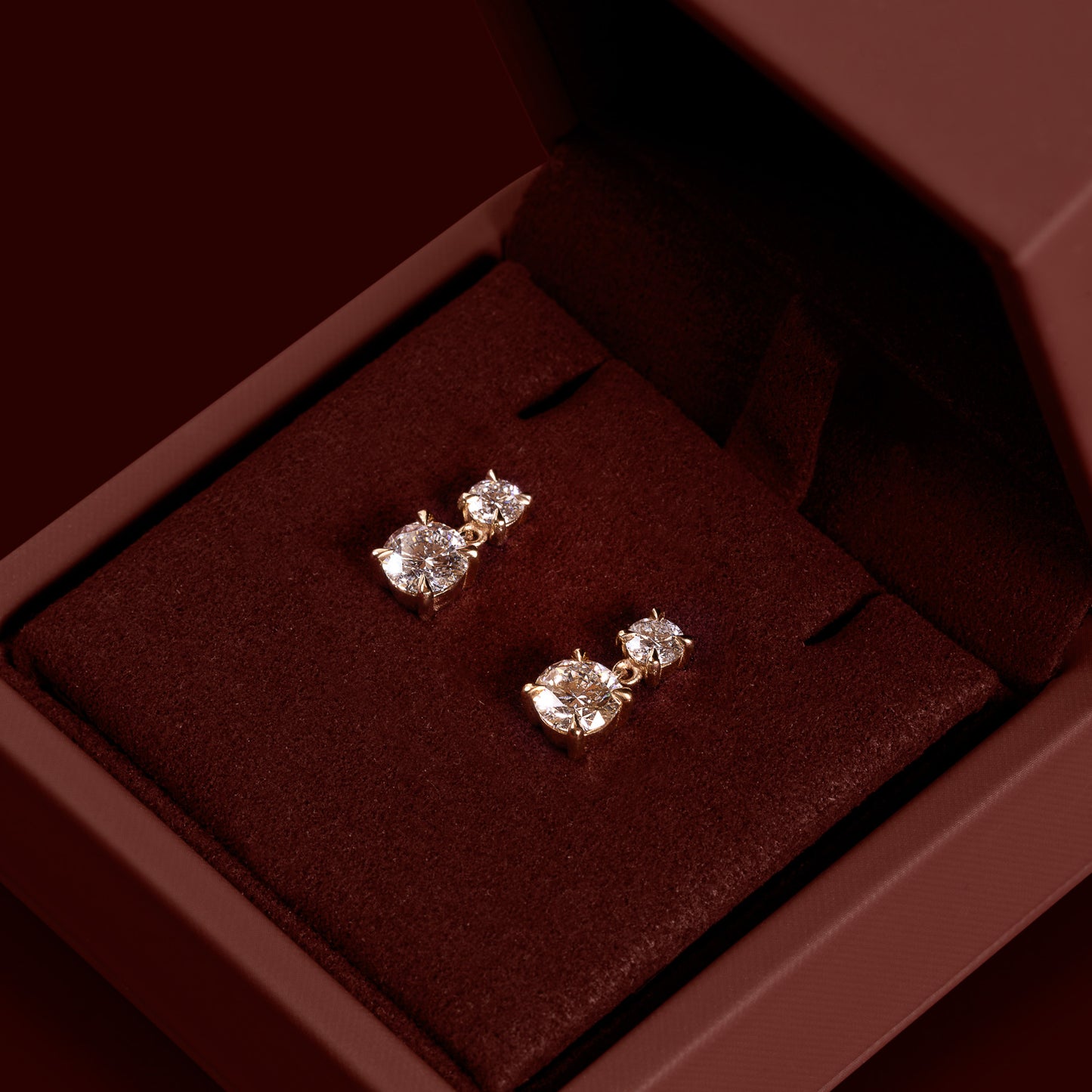 The Arietta Earrings - 1.8CTTW Lab Diamond Round Double Drop Earrings
