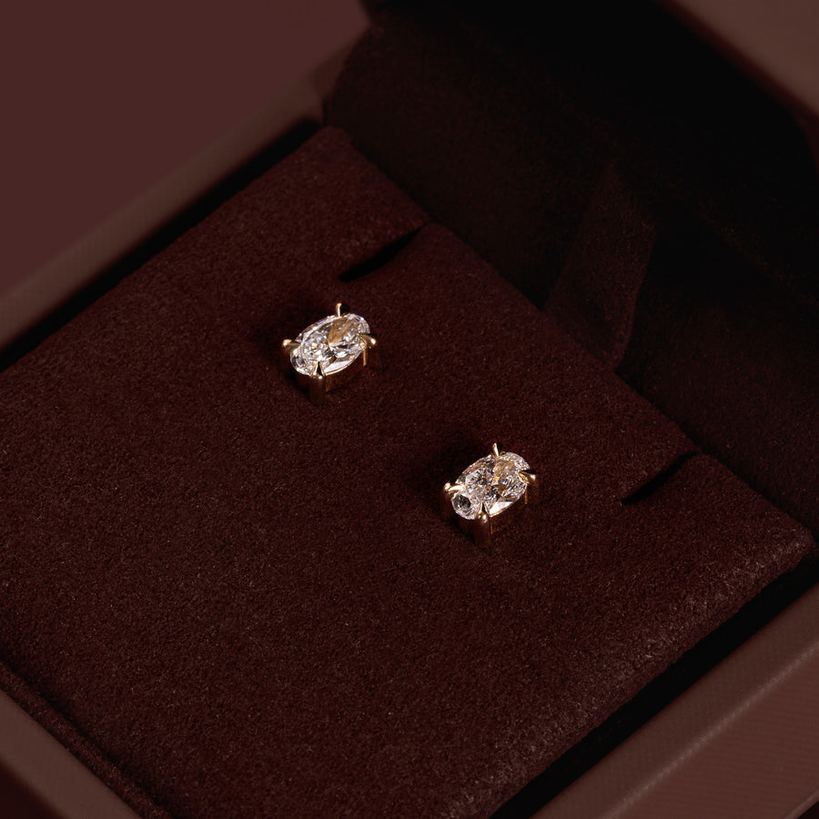 The Iris Earrings - 1.0CTTW Lab Diamond Oval Studs
