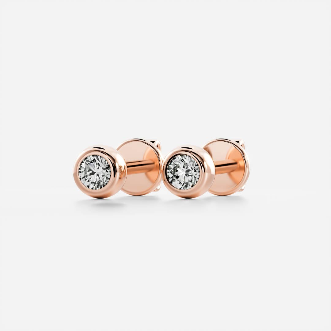 The Vera Earrings - 0.1ct Moissanite Round Bezel Studs