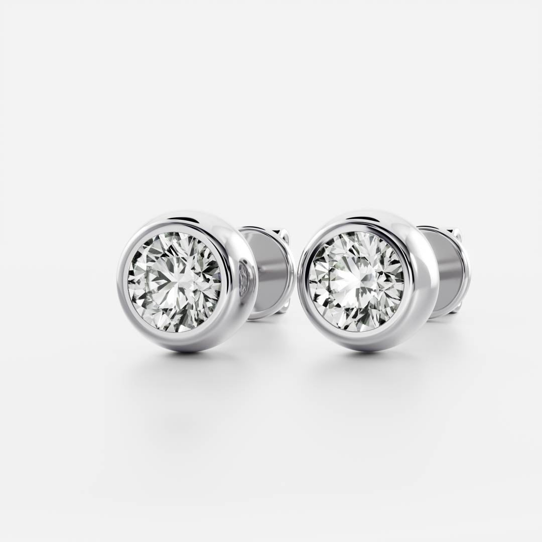The Vera Earrings - 0.5ct Moissanite Round Bezel Studs