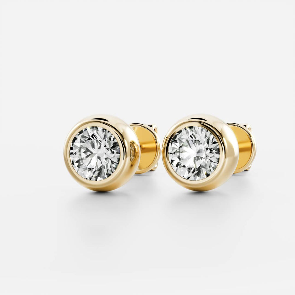 The Vera Earrings - 0.1ct Moissanite Round Bezel Studs