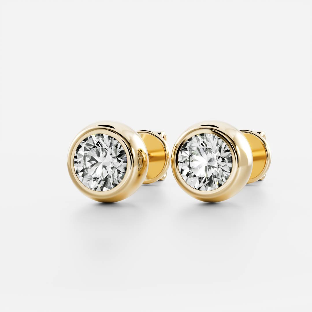 The Vera Earrings - 0.1ct Moissanite Round Bezel Studs