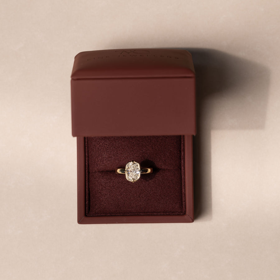The Ada Ring - Elongated Cushion Bezel Solitaire with Prongs