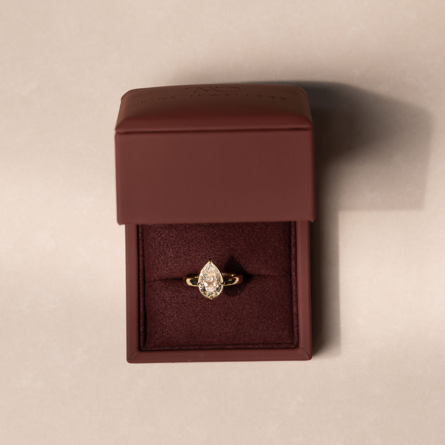 The Ada Ring - Pear Bezel Solitaire with Prongs
