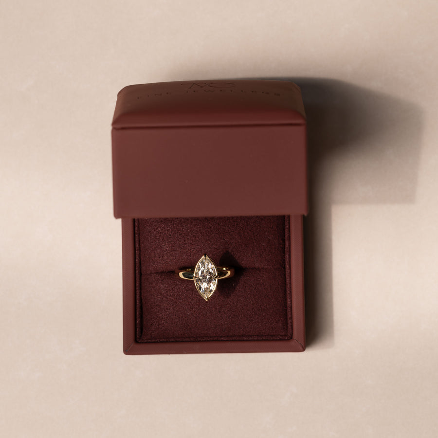 The Ada Ring - Marquise Bezel Solitaire with Prongs