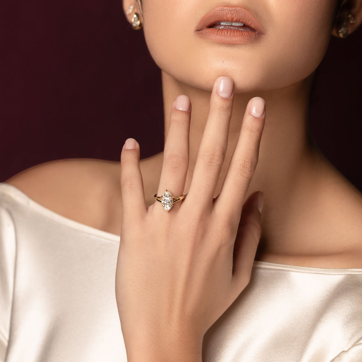 The Ambra Ring - Marquise Split Shank Milgrain Solitaire