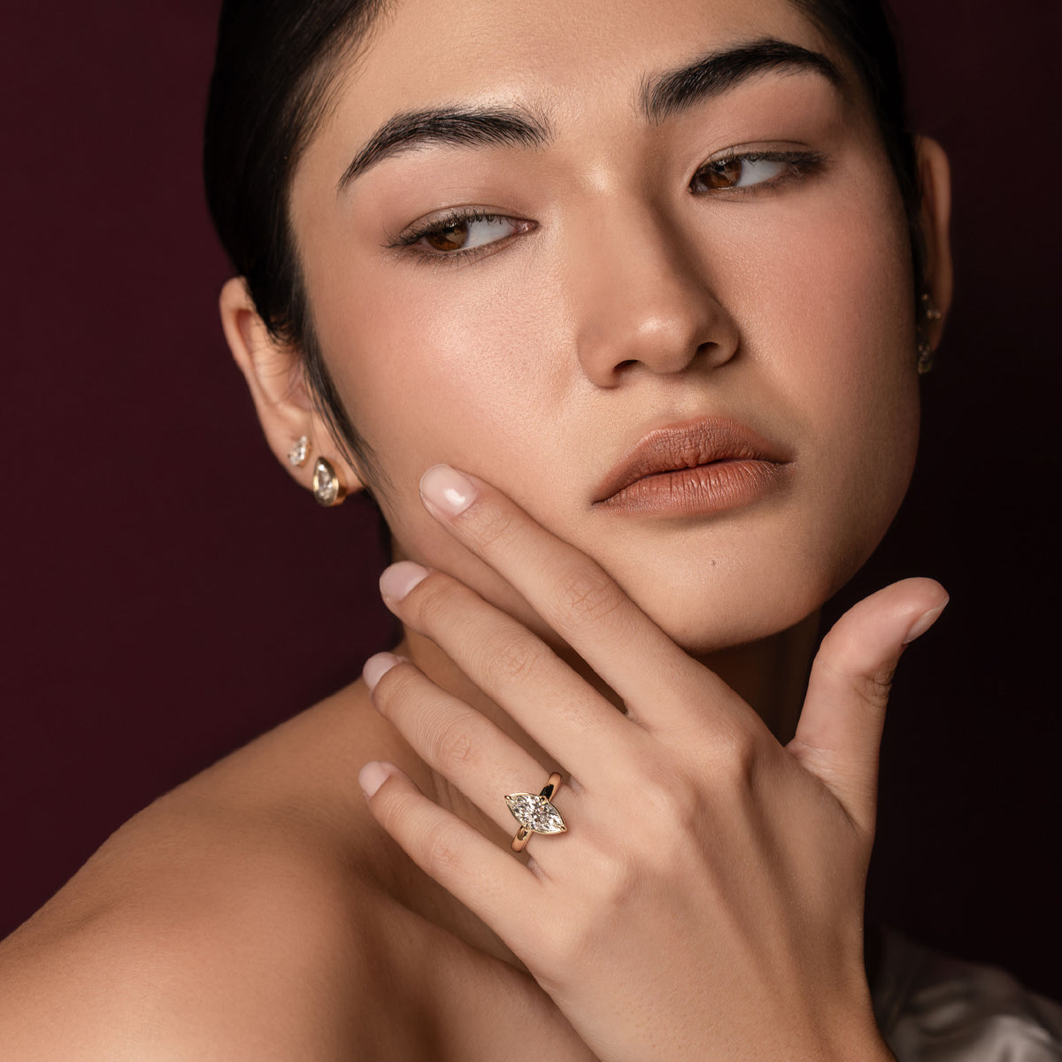 The Ada Ring - Marquise Bezel Solitaire with Prongs