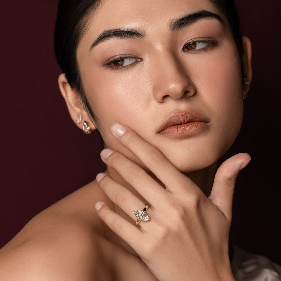The Ada Ring - Marquise Bezel Solitaire with Prongs