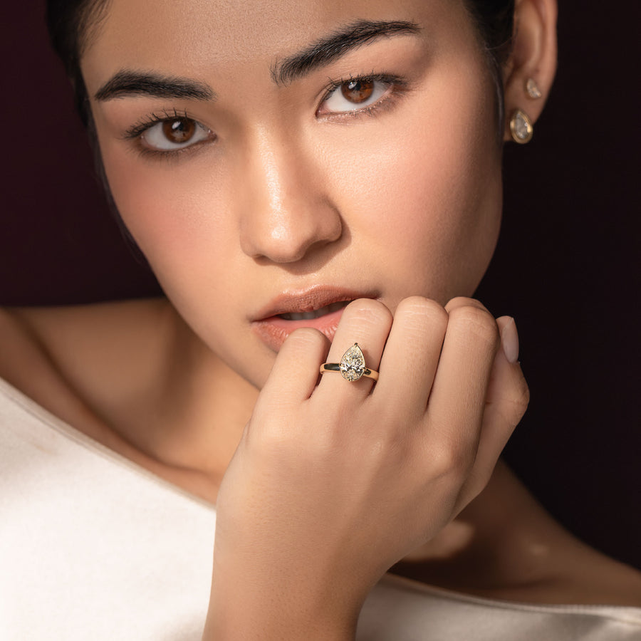 The Ada Ring - Pear Bezel Solitaire with Prongs