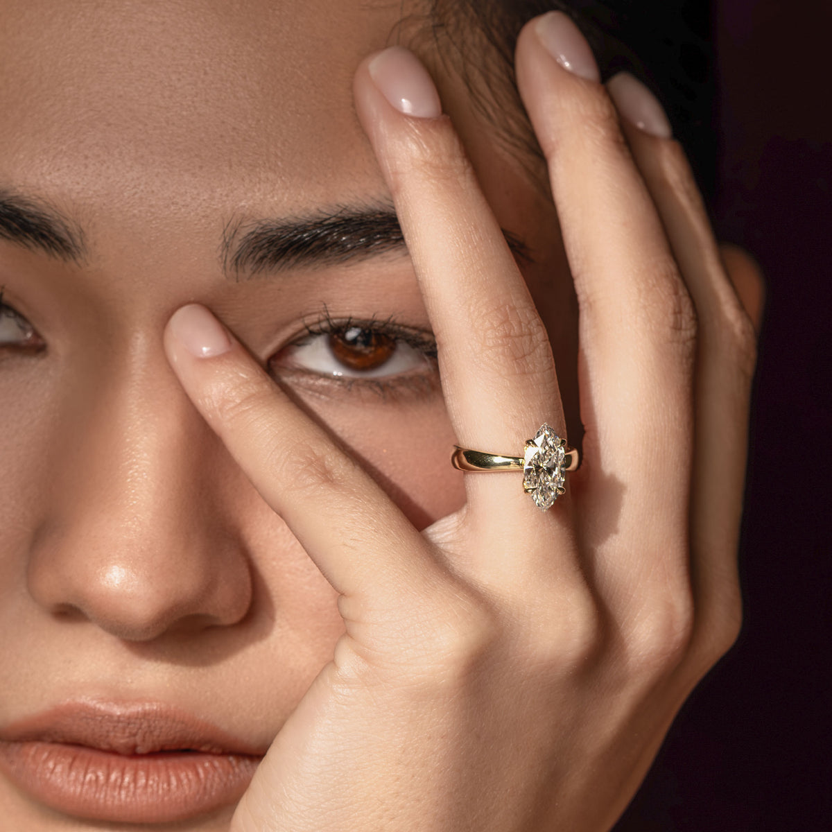 The Amalia Ring - Marquise Tapered Solitaire