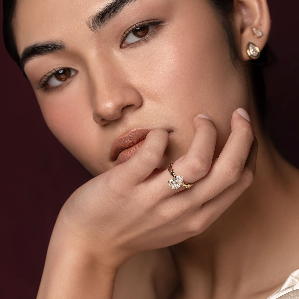 The Amalia Ring - Pear Tapered Solitaire