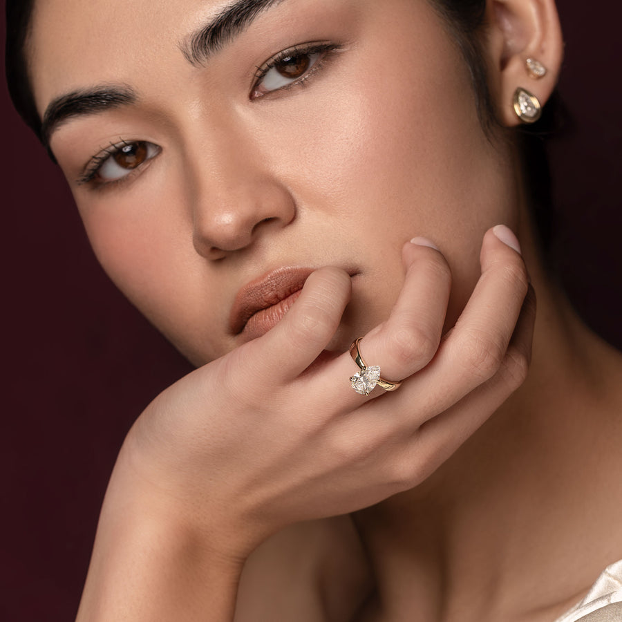The Amalia Ring - Pear Tapered Solitaire