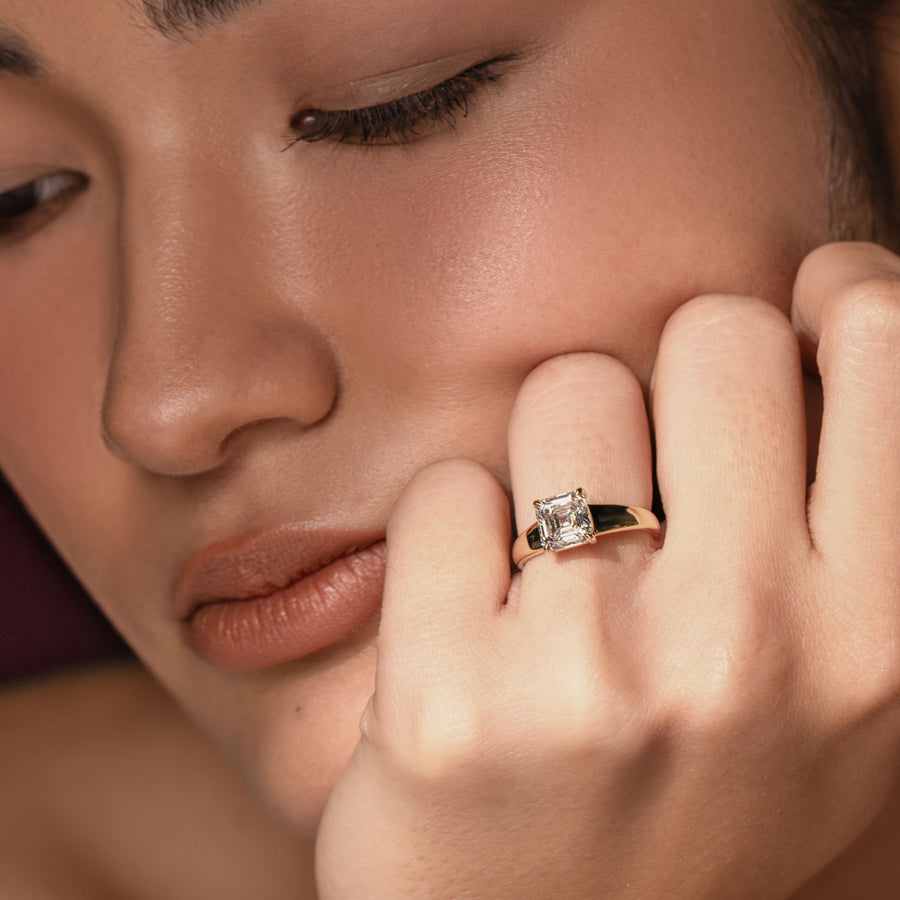 The Alba Ring - Asscher Reverse Taper Solitaire