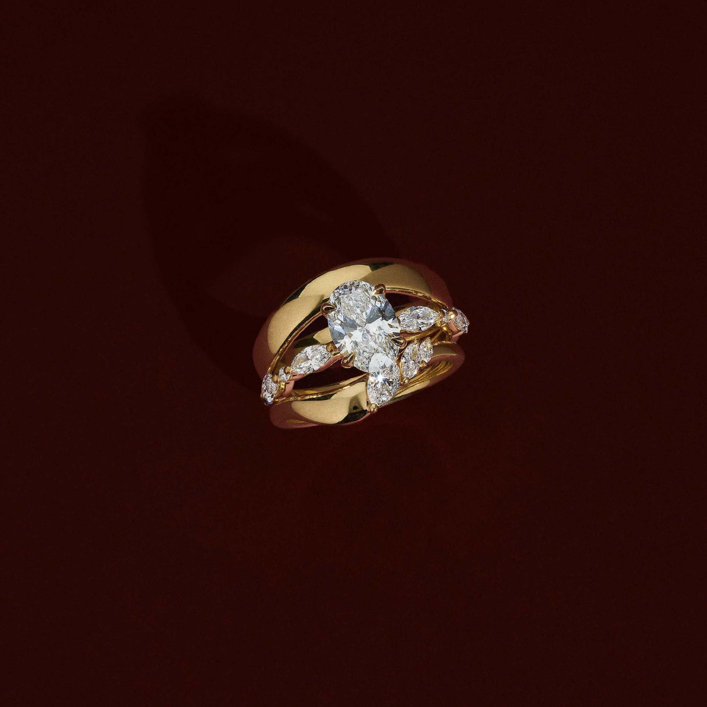 The Avery Ring - Oval With Marquise and Round Brilliant Band