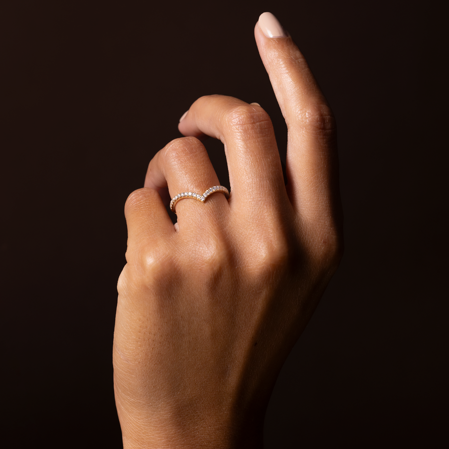 The Arden Ring - Pavé Chevron Wedding Ring