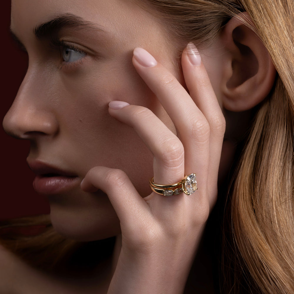 
                      
                        The Ophelia Ring - Elongated Cushion Solitaire
                      
                    
