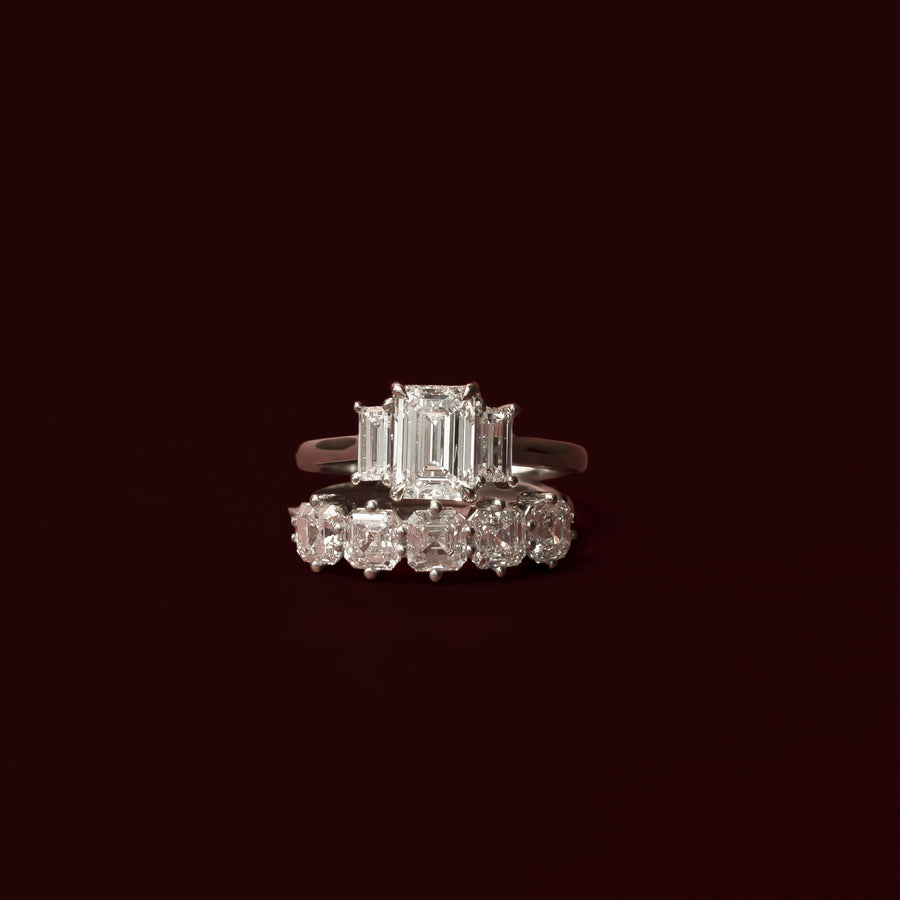 The Viola Ring - Emerald and Baguette Trilogy