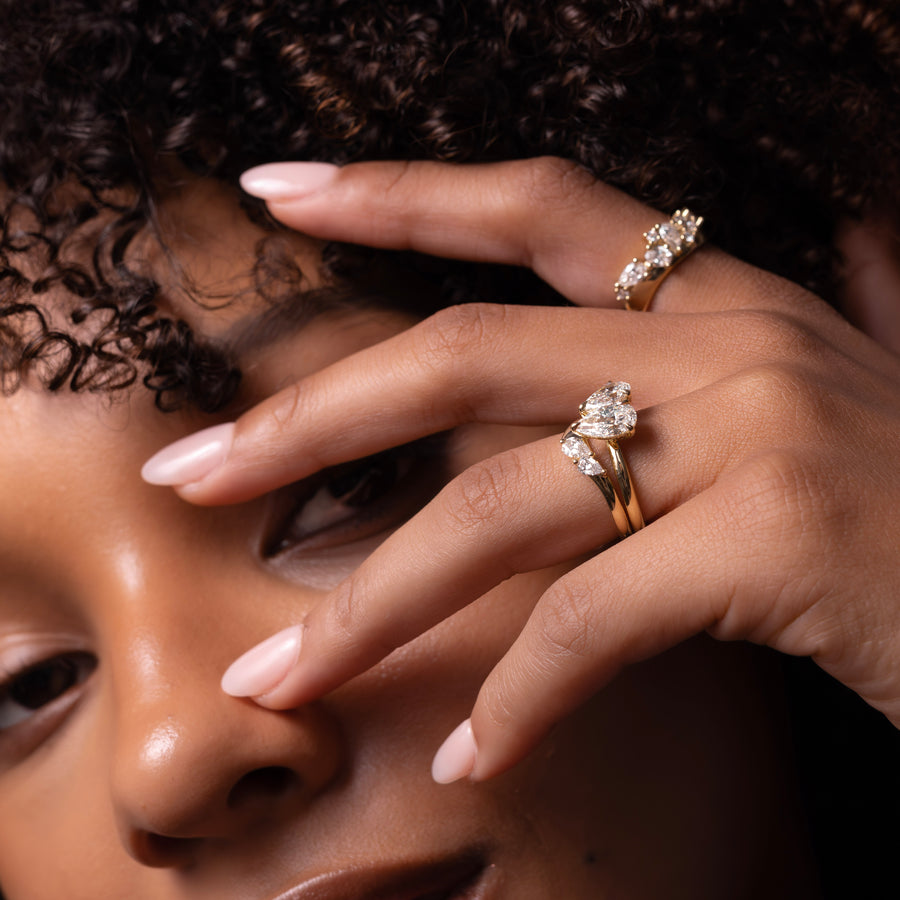 The Eve Ring - Curved Pear Wedding Ring