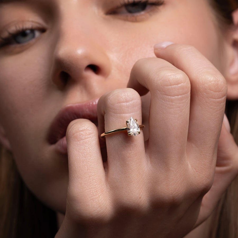The Sophia Ring - Pear Cathedral Solitaire