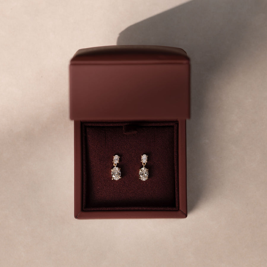 The Arietta Earrings - Oval Double Drop Earrings