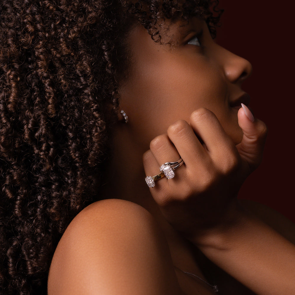 
                      
                        The Ophelia Ring - Elongated Cushion Cathedral Georgian Solitaire
                      
                    