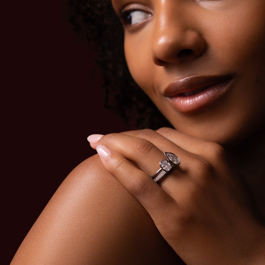 The Nara Ring - Pavé Edge Statement Wedding Ring