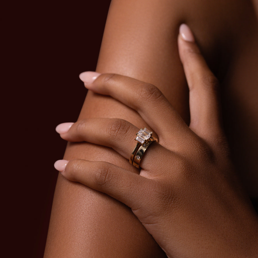 The Viola Ring - Emerald and Baguette Trilogy