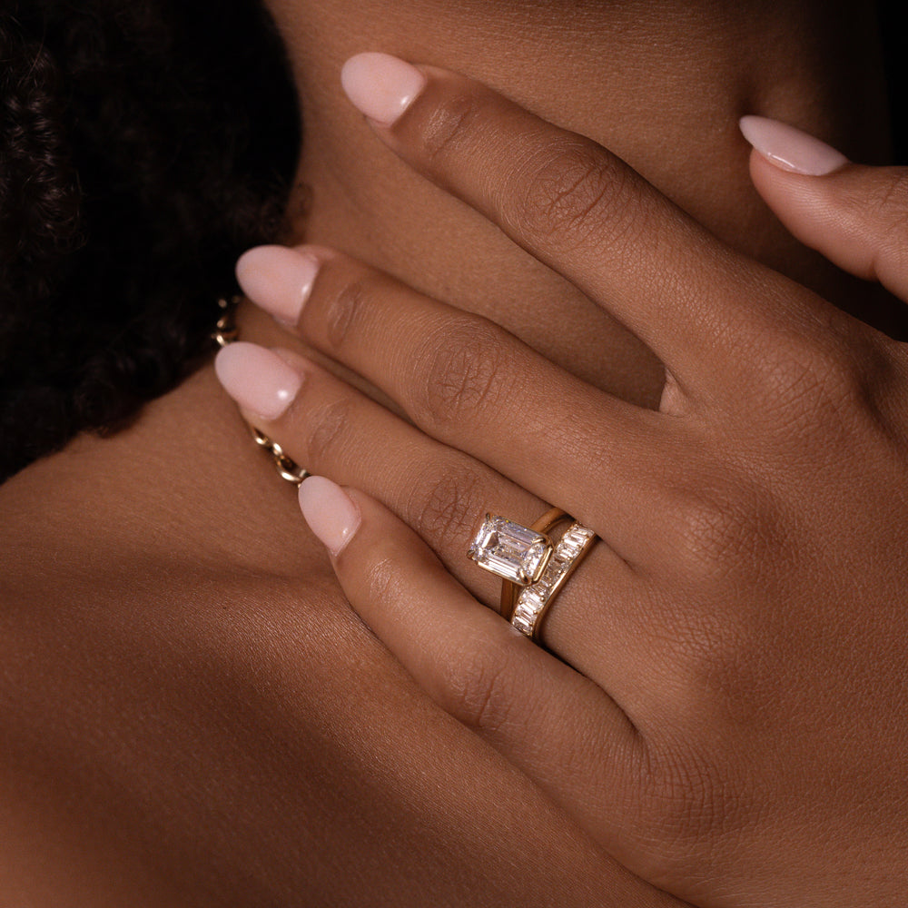 The Audrey Ring - Emerald Cathedral Georgian Solitaire