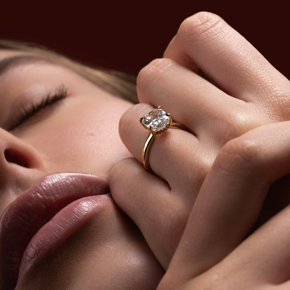 
                      
                        The Ophelia Ring - Elongated Cushion Solitaire
                      
                    