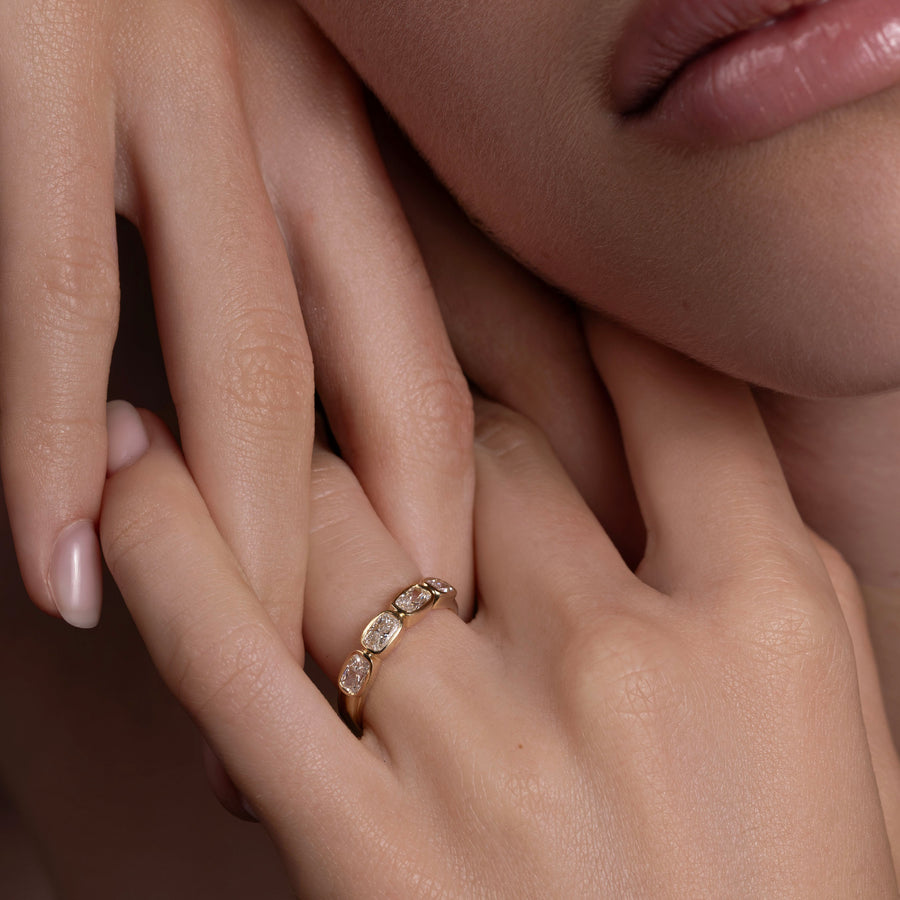 The Harper Ring - Elongated Cushion Bezel Wedding Ring