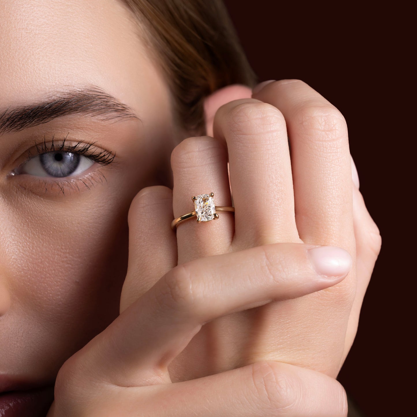 The Ophelia Ring - Elongated Cushion Cathedral Solitaire